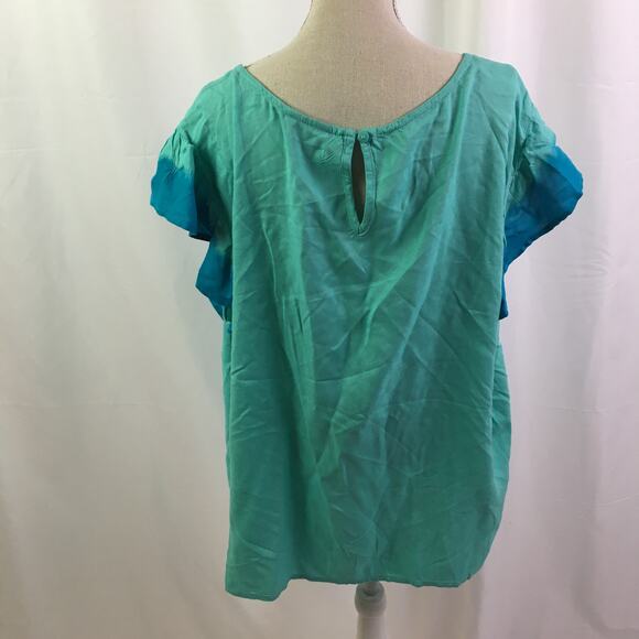 A.n.a Ruffle short sleeve tee turquoise tie dye XL - Picture 7 of 13